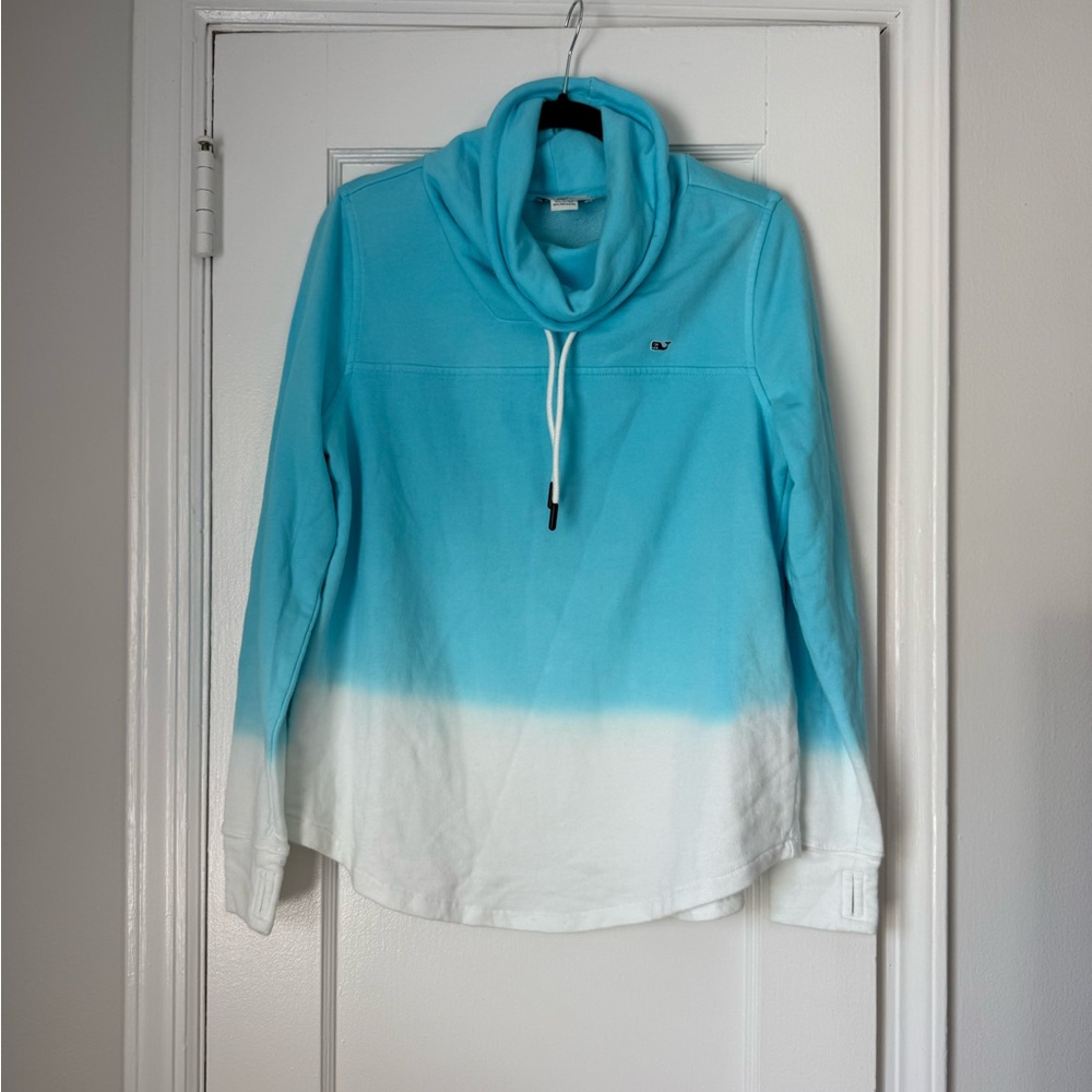 Vineyard Vines Blue and White Cowl Neck Pullover